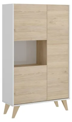 Immagine prodotto di Comò moderno con 3 ante, mobile contenitore in legno per il soggiorno, dimensioni 81x43x135 cm