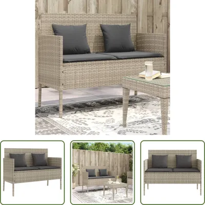 Produktbild von The Living Store Gartenbank mit Kissen Hellgrau Poly Rattan