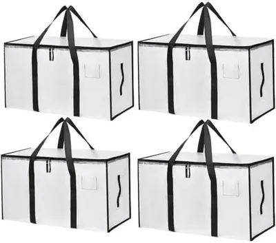 Produktbild von 4 Pack Clear Clothes Storage Bags Water Resistant Thickened Storage Bag, 91L Large Foldable Packing Boxes Wardrobe Organizer Moving Bags for Bedding Clothes Blanket Duvet Toys