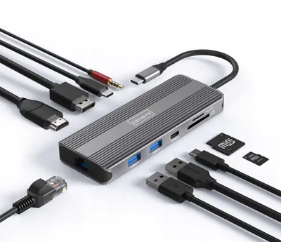 Obrázok produktu pre HUB USB-C 10v1 Display Port 1.4 HDMI 2.1 8K 4K 120Hz 60Hz Full HD 144Hz USB 3.0 SD napájanie 100W Macbook M1 M2 Zenwire
