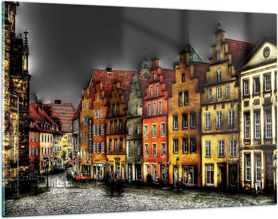 Produktbild von Bilder auf glas - Bunte Häuser historische Denkmäler - 120x80cm - Glasbilder - Wandbilder - Kunstdruck - Wanddekoration aus Glas - Glas Bilder - Wandbild auf Glas - GAA120x80-0251