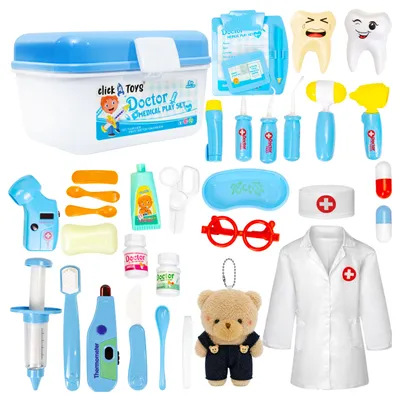 Zdjęcie produktu dla Zestaw Małego Lekarza Dentysty Dla Dzieci Stetoskop Króliczek + Kuferek