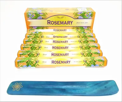 Räucherstäbchen Rosmarin, 120 Stück, mit Aschenbecher