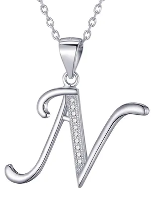Produktbild von Morella Damen Halskette Silber mit Buchstabe N Anhänger 925 Silber rhodiniert mit Zirkoniasteinen weiß 45 cm