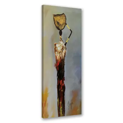 Produktbild von Leinwandbild Frau aus Afrika 30x90 Feeby Grau bild für die wand bereit zum aufhängen