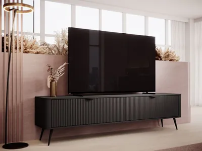 Produktbild von GrainGold TV-Schrank Latina - RTV-Schrank, RTV-Tisch, Lowboard, Wohnwand Modern - TV-Schrank Schwarz