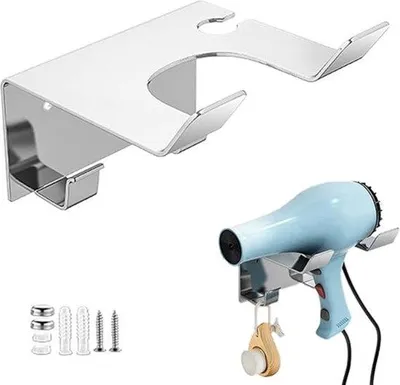 Produktbild von Famanu Haartrocknerhalter - Edelstahl, multifunktional, wandmontierbar