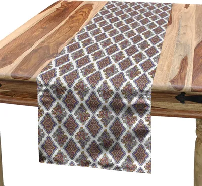 Produktbild von ABAKUHAUS Paisley Tischläufer, Tapeten wie Design mit dekorativem klassischem Stammes- Musterblumenbild, 40 x 180 cm, Mehrfarbig