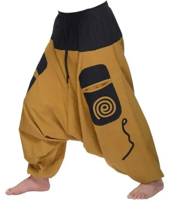 Immagine prodotto di Pantaloni Aladinhose, pantaloni da tempo libero, pantaloni harem, modello Simandra, uomo: marrone, taglia L/XL. Colore: marrone. Taglia: L/XL