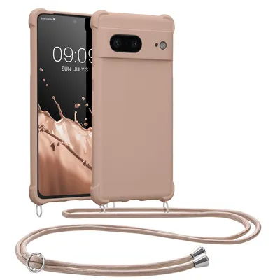Produktbild von kwmobile Necklace Case kompatibel mit Google Pixel 7 Hülle - Cover mit Kordel zum Umhängen - Silikon Schutzhülle Coconut Swirl