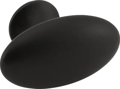 Produktbild von Möbelknopf Oval Simple Breite 60 mm, Höhe 35 mm, Zinkdruckguss schwarz matt