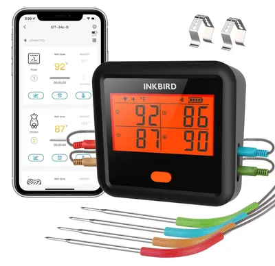 Produktbild von Fleischthermometer Bratenthermometer Grillthermometer - Bluetooth - 4 Sonden - Reichweite 80 m - Für Grill und Backofen