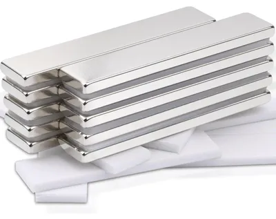 Immagine prodotto di Magneti al neodimio extra forti - 10 pezzi - Rettangolari, 50 x 10 x 3 mm - Autoadesivi - Magneti per bacheche - Magneti per lavagne