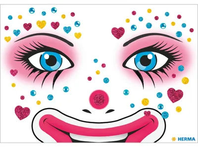 Produktbild von Herma Gmbh Clown Annie Glittery Foil Face Art Vinyl Face Art Aufkleber Rosa  Rosa One Size