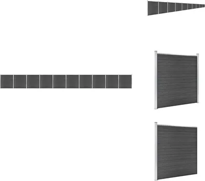 Produktbild von vidaXL Zaunelement Set WPC 1737x186 cm Schwarz -  Zaunfelder