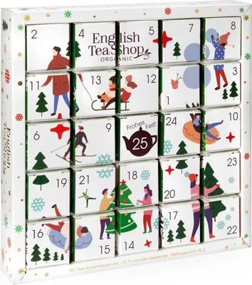 Produktbild von ETS - Puzzle Tee Adventskalender "White Ornaments", 25 x BIO Tee in kompostierbaren Pyramidenbeutel
