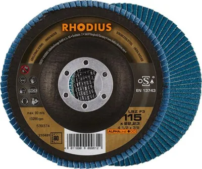 Produktbild von Rhodius 210481 LSZ F3 Flap disc Diameter 115 mm Bore diameter 22.23 mm Stainless steel 1 pc(s)