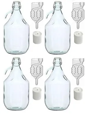 Produktbild von Omgoods – Geschenksset, 16-teilig – Glasflaschen (5 Liter) – Fermentationsröhrchen – Gummistopfen – Verschlussclips – Robustes Glas – Braupaket