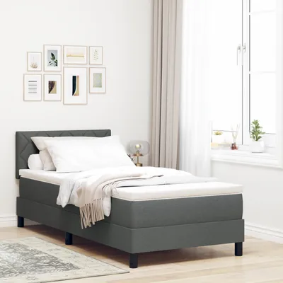 Produktbild von vidaXL Boxspringbett mit Kopfteil Dunkelgrau 90 x 200 cm Stoff