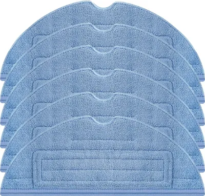 A stack of blue microfiber mopping cloths for a robot vacuum cleaner.