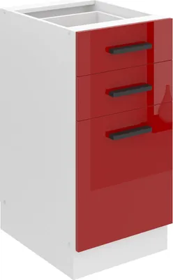 Obrázek produktu pro Kuchyňská spodní skříňka Belini, kuchyňská spodní skříňka o šířce 40 cm. SDSZ kuchyňská spodní skříňka s pracovní deskou. Kuchyňská skříňka se zásuvkami, červený vysoký lesk