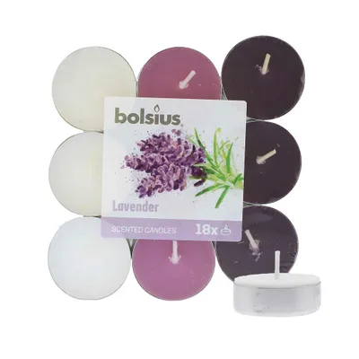 Image de Bolsius Scented Candles Tealight Lavender Purple/White 18 Pieces