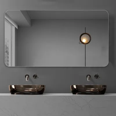 Obrázek produktu pro Zrcadlo na zeď MODFU, stříbrná vrstva 5 mm, rozměry 70x90 cm, koupelnové zrcadlo s zaoblenými hranami (R50), zrcadlo do koupelny, stříbrné