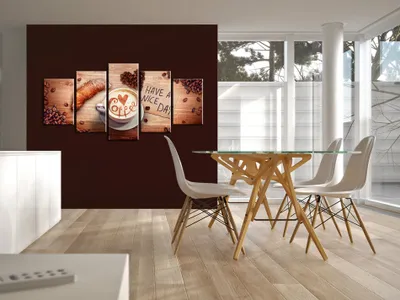 Produktbild von Akustikbild Kaffee 200x100 cm Bilder Akustikschaum Hochleistungsschallabsorber Schallschutz Leinwand 5 tlg Wandbild Raumakustik Schalldämmung f-A-0013-b-a