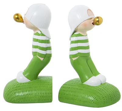 Immagine prodotto di Set di 2 fermalibri in resina, bianco e verde