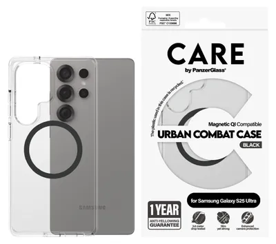 Image de Etui Care By Panzerglass Flagship Urban Combat Black Qi Do Samsung Galaxy S25 Ultra - Przezroczysty