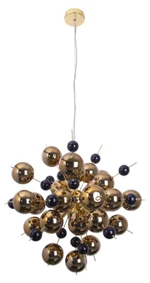 Produktbild von Pendelleuchten - Pendelleuchte "EXPLOSION" gold, Hängelampe im Modern Style, aus Metall und Glas in gold, 193 cm hoch, Ø 65 cm, G9-Fassung