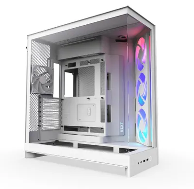 Obrázek produktu pro NZXT H9 Flow RGB, Midi Tower, PC, Bílá, ATX, EATX, Micro ATX, Mini-ITX, Síťovina, SGCC, Temperované sklo, 16,5 cm