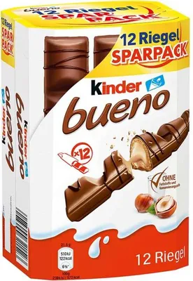Immagine prodotto di Kinder bueno 12 barrette di wafer incartate con ripieno confezione risparmio 258g