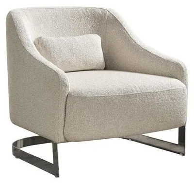 Image de Fauteuil moderne Fauteuil à oreilles Assise Polyester Blanc Tissu Salon