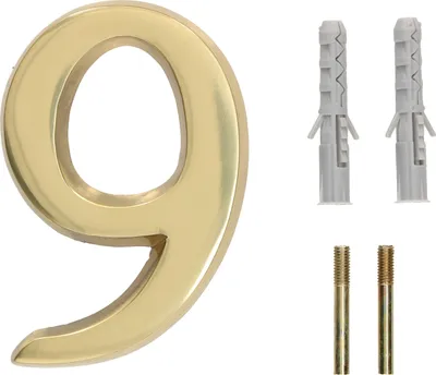 Immagine prodotto di KOTARBAU® Numero civico 3D "9" in ottone Numero di porta da 10 cm per case, complessi residenziali, hotel, appartamenti 100% ottone