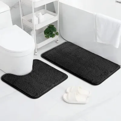 Zdjęcie produktu dla Omgoods - Zestaw 2 mat do kąpieli i mata pod prysznic wykonane z mikrofibry, wymiary: 50 x 80 cm + 50 x 40 cm