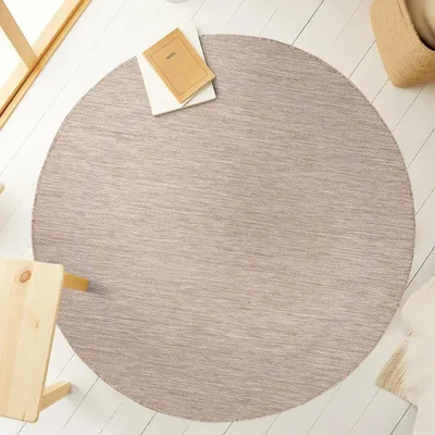 Produktbild von Ayyildiz Outdoor- und Terrassenteppiche Beige 200 cm rund Teppich, für Terrasse, Balkon und Küche, Polypropylen-Rückseite