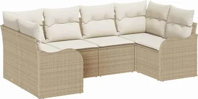 Produktbild von vidaXL Gartensofa-set 6 stk. Beige Poly-Rattan