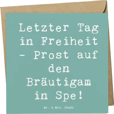 Produktbild von Mr. & Mrs. Panda Glückwunschkarte Spruch Junggesellenabschied Feier - Meeresbrise - Geschenk, Geschenke, Heirat, Klappkarte, anlasskarte, handgefertigte Produkte, Freunde
