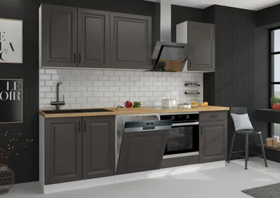 Produktbild von Landhaus Küche Stilo Grau 250 cm Küchenzeile Küchenblock Einbauküche erweiterbar