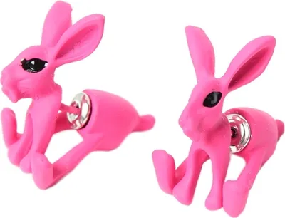 Produktbild von 3D Hasen Bunny Ohrstecker Front Back Ohrringe Pink