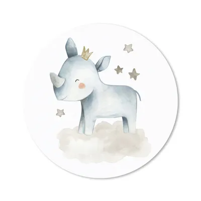 Produktbild von MuchoWow® Mauspad Mousepad Nashorn - Sterne - Wolke 20x20 cm - Mousepads - Maus Mat - Pad - Mausunterlage - Schreibtischmatte