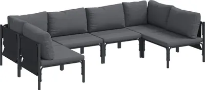 Image de vidaXL Ensemble de canapé de jardin avec coussins 6 pcs noir acier