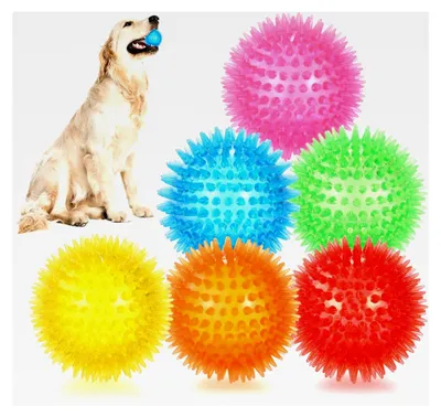 Produktbild von Quietschball für Hunde, 6,5 cm, 6 Stück, stacheliges Kau- und Poolspielzeug aus schwimmfähigem TPR-Gummi