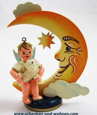 Produktbild von Hubrig - "Engelbub mit Mond und Schäfchen" ca.10 cm
