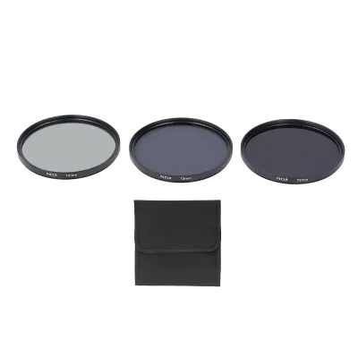 Zdjęcie produktu dla Zestaw filtrów ND z wielowarstwową powłoką HD, ochrona przed prześwietleniem, światłem rozproszonym i zarysowaniami, filtry ND2, ND4 i ND8 do akcesoriów fotograficznych, 72 mm