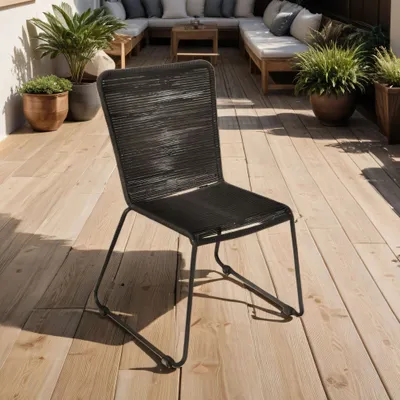 Produktbild von Esszimmerstuhl Rope Chair Polyester Schwarz Eisen-Gestell schwarz ISRA