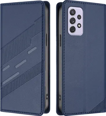 Produktbild von Hülle für Samsung Galaxy A72, Kunstleder Brieftaschen Handyhülle mit Kartenfach und Standfunktion Blau