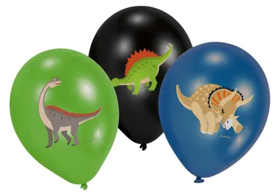 Produktbild von AMSCAN 6 Lat.-Ballons Happy Dinosaur 28Cm/ 0 0 0