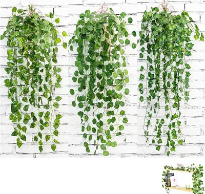 Obrázok produktu pre Visajúce umelé rastliny, vinič, 3 kusy, plast, vhodné do interiéru aj exteriéru